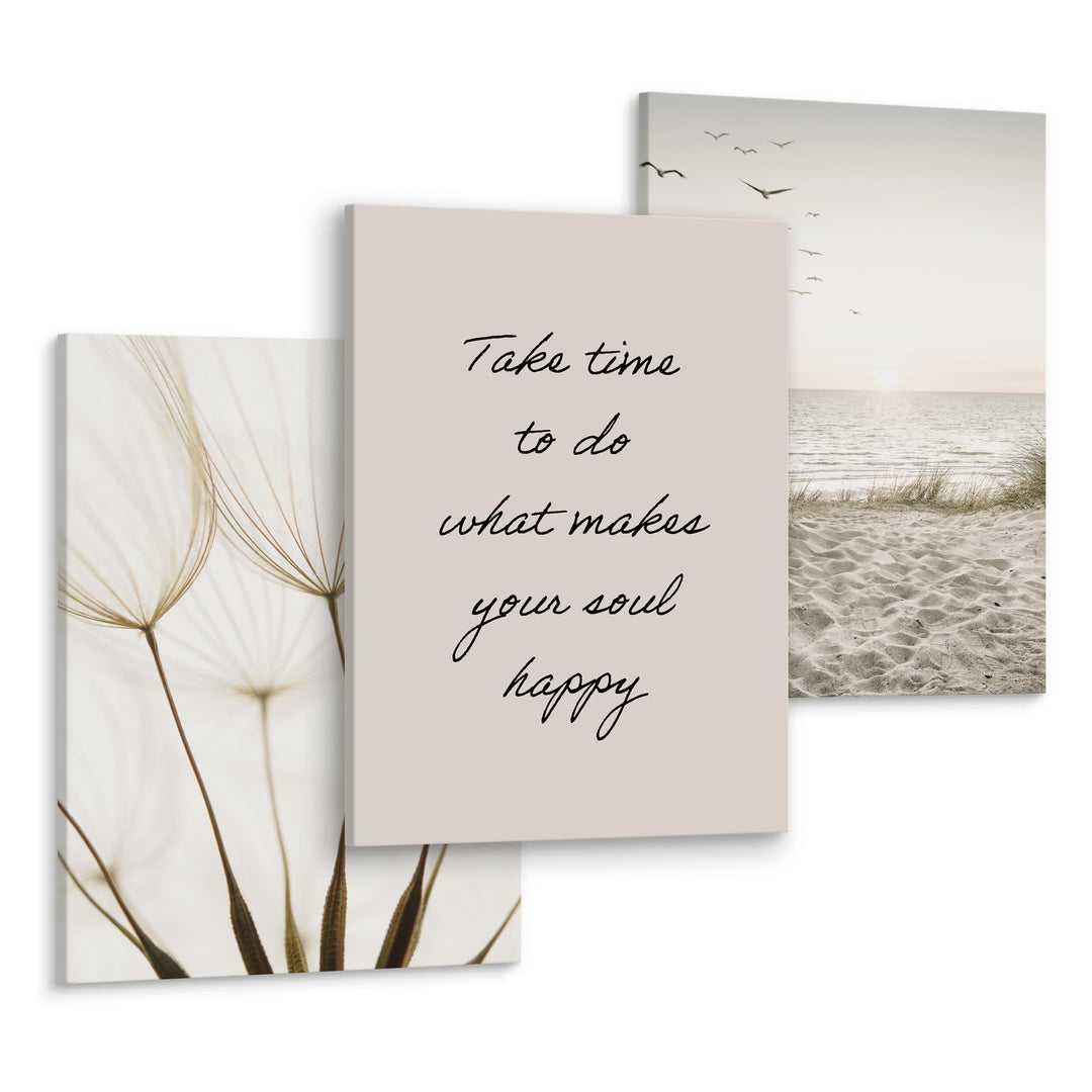 Muralo - Wandbilder Set - Leinwand Bilder Set Aufhängefertig in Boho Stil - das Leinwandbilder Set -