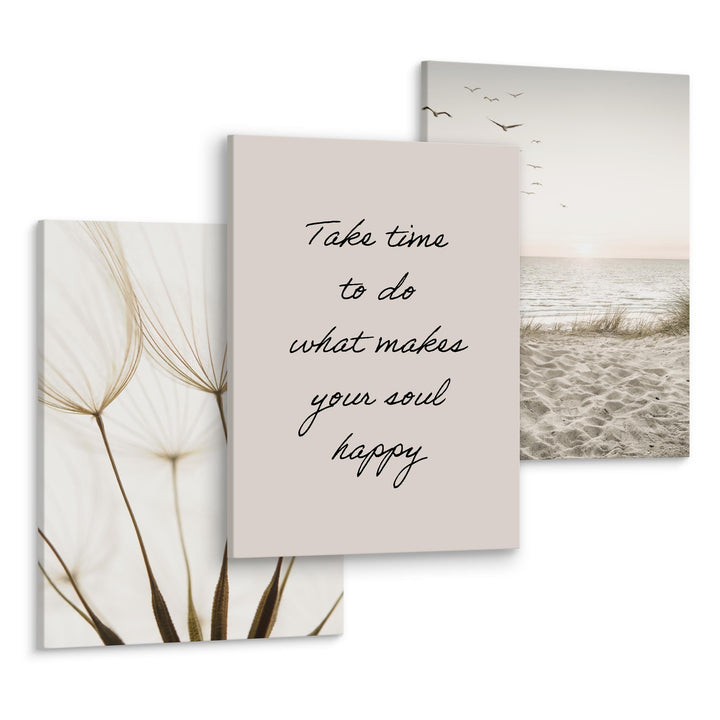 Muralo - Wandbilder Set - Leinwand Bilder Set Aufhängefertig in Boho Stil - das Leinwandbilder Set -