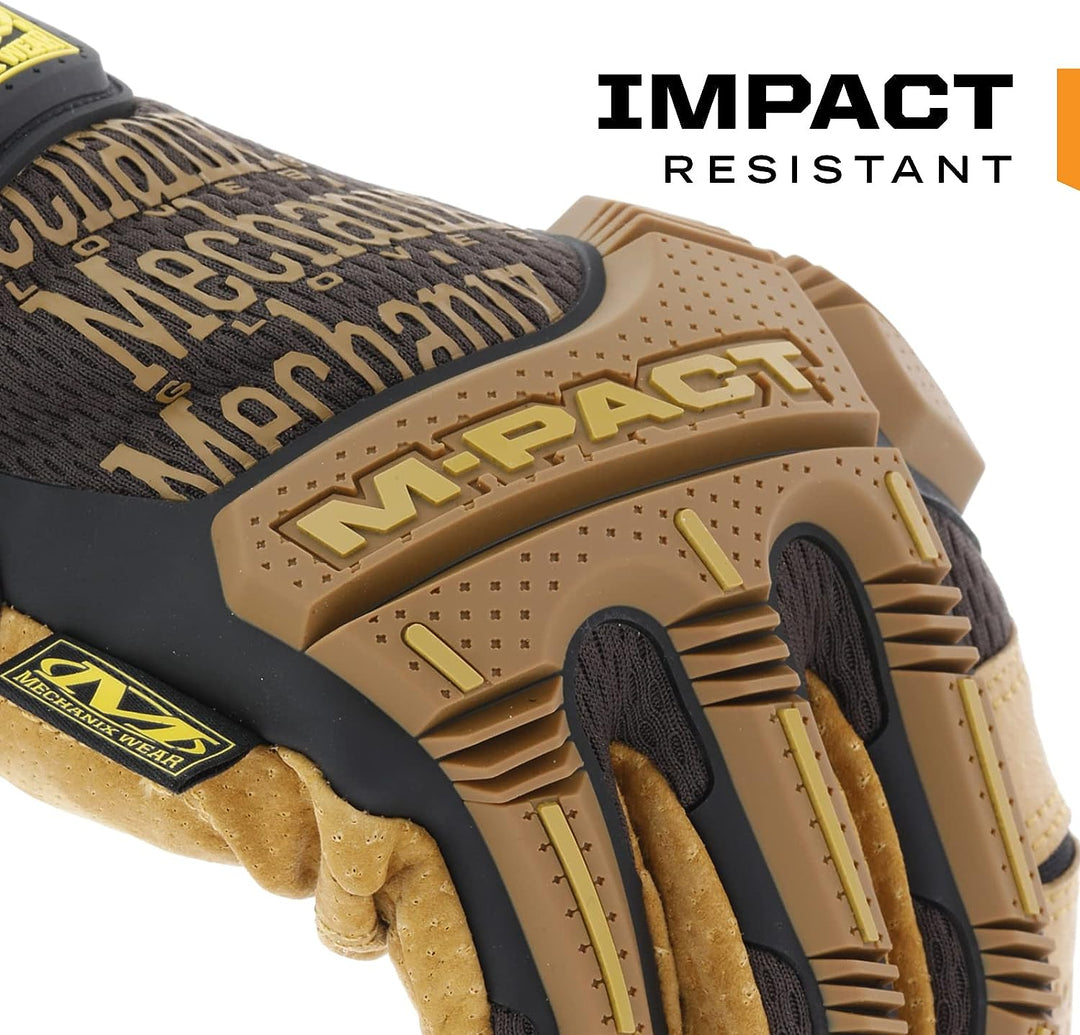 Mechanix Wear M-Pact Lederhandschuhe (Grösse S, Schwarz/Braun)