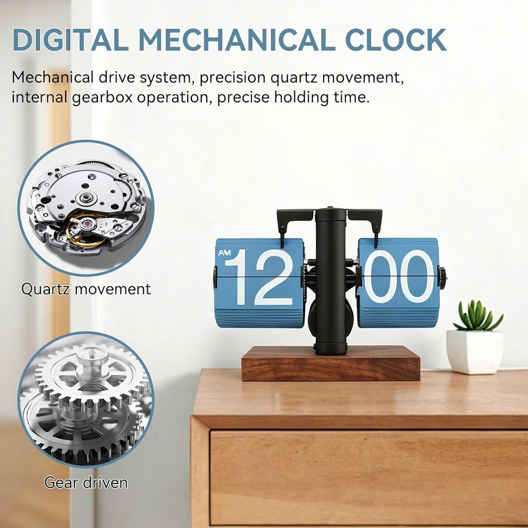 HERCHR Flip-Schreibtischuhr, Retro-Digital-Flip-Down-Uhr, Retro-Flip-Uhr, Automatische mechanische S