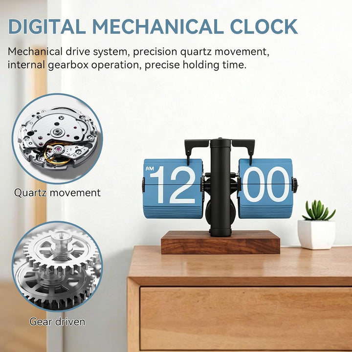 HERCHR Flip-Schreibtischuhr, Retro-Digital-Flip-Down-Uhr, Retro-Flip-Uhr, Automatische mechanische S