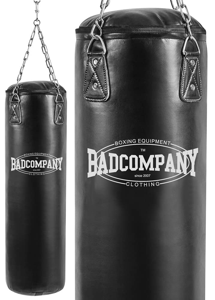 Bad Company Boxsack inkl. Heavy Duty Vierpunkt-Stahlkette I Vinyl Punching Bag, gefüllt/ungefüllt I