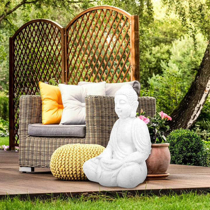 Relaxdays Buddha Figur sitzend, 70 cm hoch, XL Garten Dekofigur, wetterfest &amp; frostsicher, Dekoskulp