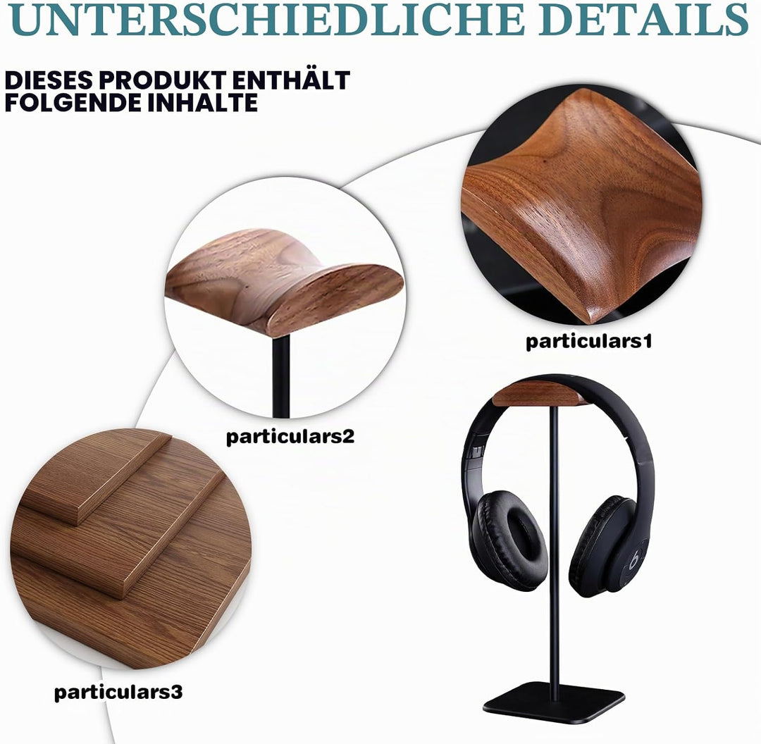 Vegena Kopfhörer Ständer,Walnussholz &amp; Aluminium Headset-Ständer,Gaming Kopfhörer Halter Mit Schwer,