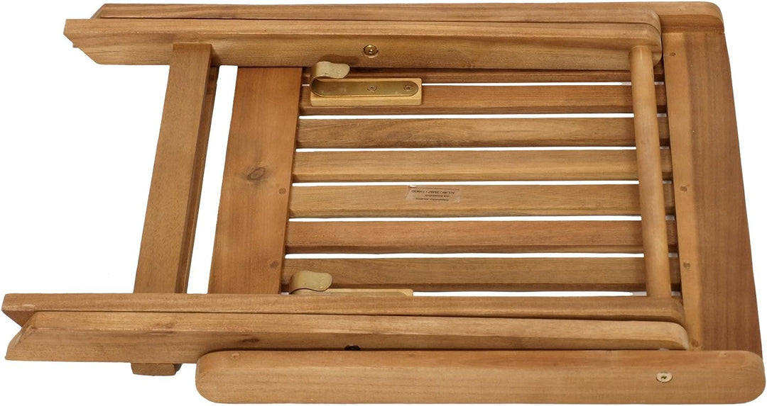 DEGAMO Garten Klapphocker Sitzhocker Hocker France 45x45cm, Akazie geölt braun, Indoor und Outdoor