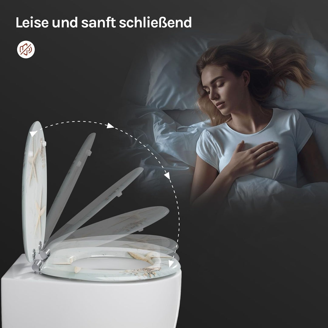 WOLTU #2 Premium WC-Sitz Toilettensitz mit Absenkautomatik, MDF Holzkern, Softclose Scharnier, Antib