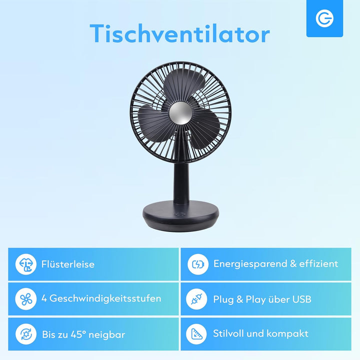 Silvergear Tischventilator - mattschwarz