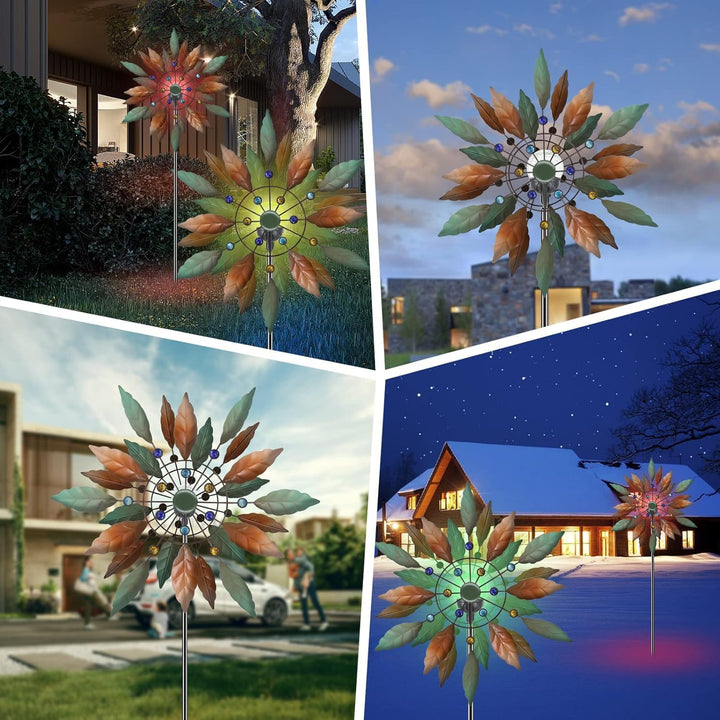 Solarbetriebene Windspinner-Skulptur aus Metall für Garten und Terrasse Durchmesser 20,4 Zoll, Durch