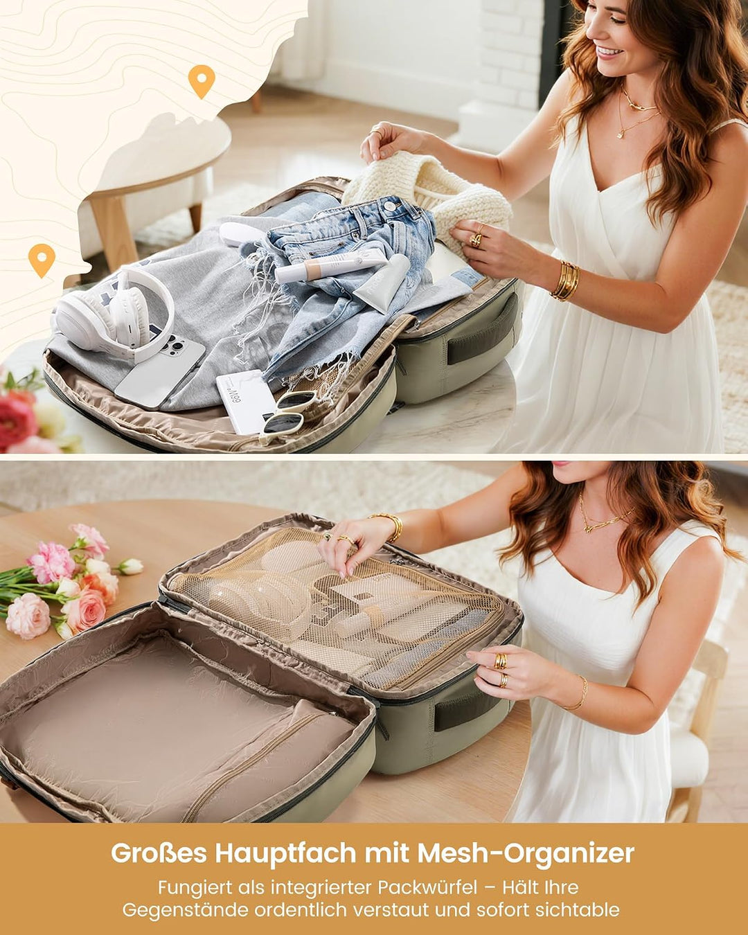 LOVEVOOK Rucksack Handgepäck Flugzeug 40L Gross Reiserucksack Damen 45x36x20 | Travel Backpack für 1