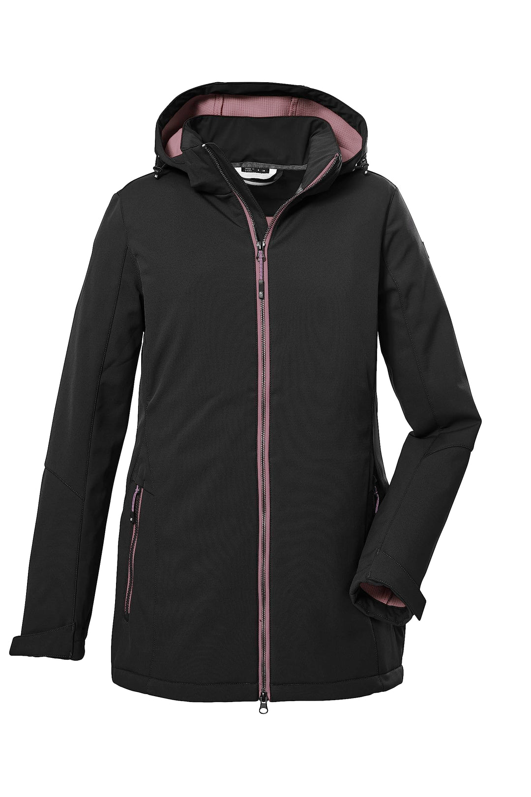 Killtec Damen Kow 8 Wmn Sftshll Jckt Softshelljacke/Outdoorjacke mit abzippbarer Kapuze 36 Schwarz,