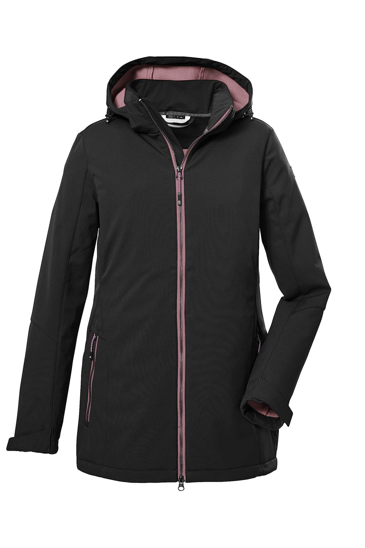 Killtec Damen Kow 8 Wmn Sftshll Jckt Softshelljacke/Outdoorjacke mit abzippbarer Kapuze 36 Schwarz,
