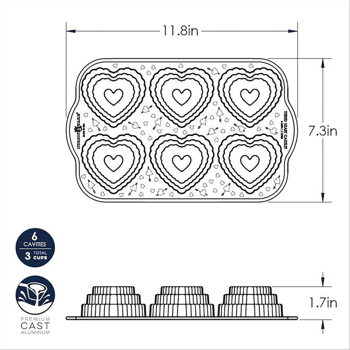 Nordic Ware 3D-Muffinform " Herz - Kranz " - gestuft für romantische Leckereien