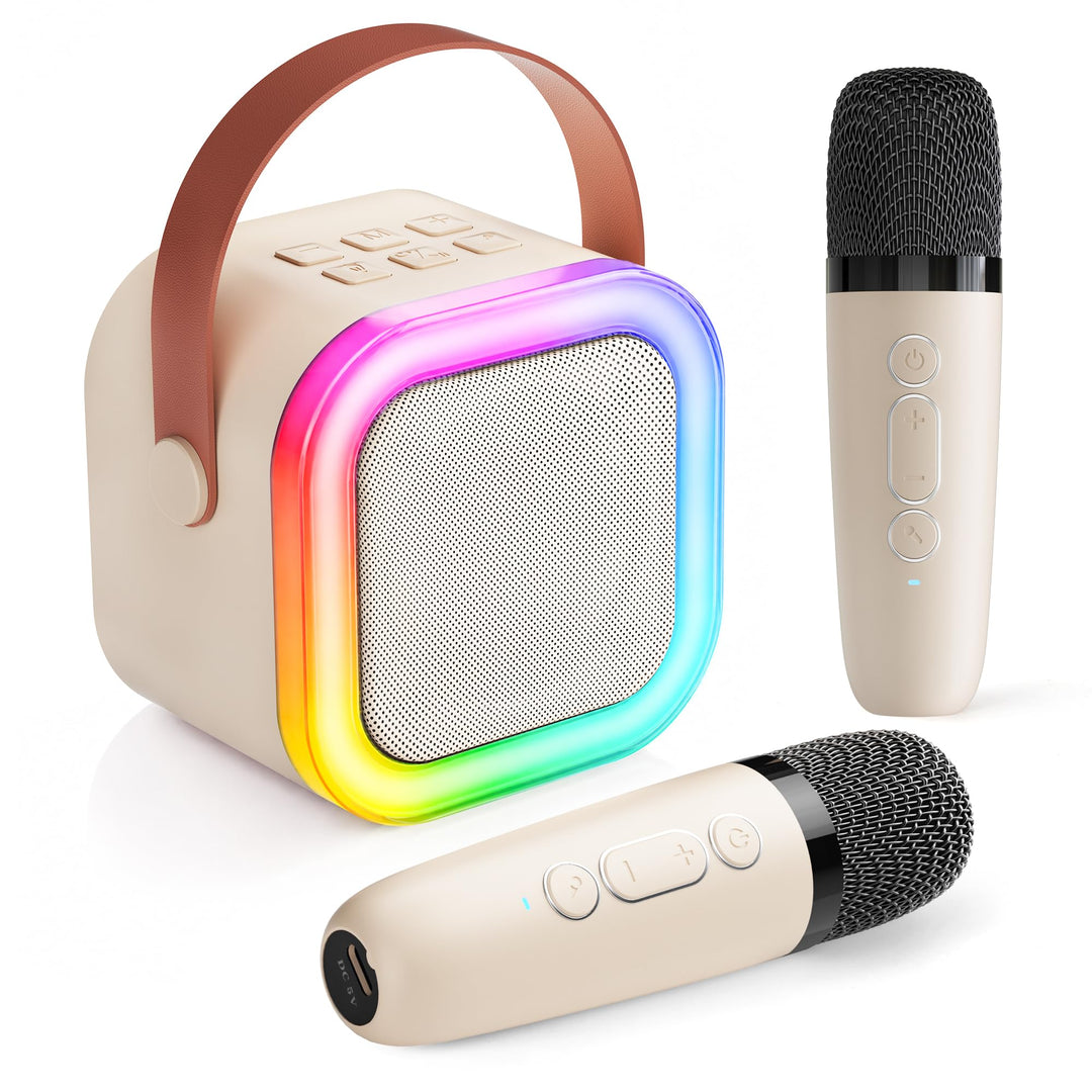 Karaoke Maschine für Kinder,Mini Karaoke Maschine mit 2 kabellosen Mikrofonen,Geburtstagsgeschenk fü