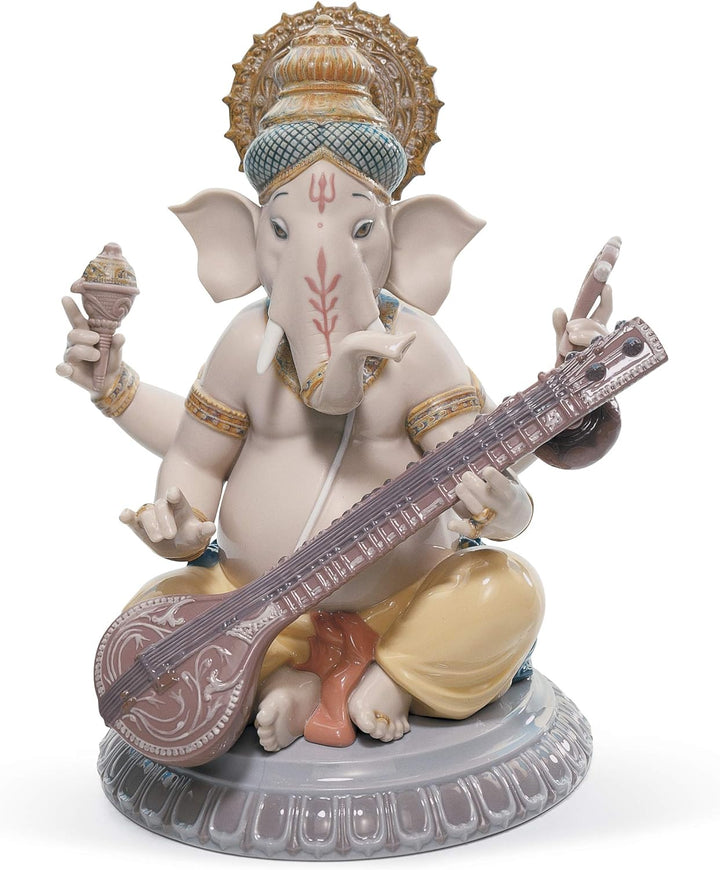 LLADRÓ Figur Veena Ganesha. Ganesha. Porzellan.
