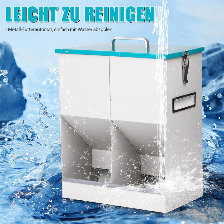 Futterautomat Katze 2 Näpfe, 10L Futterspender Katze Trockenfutter, Metall Futterautomaten für Klein