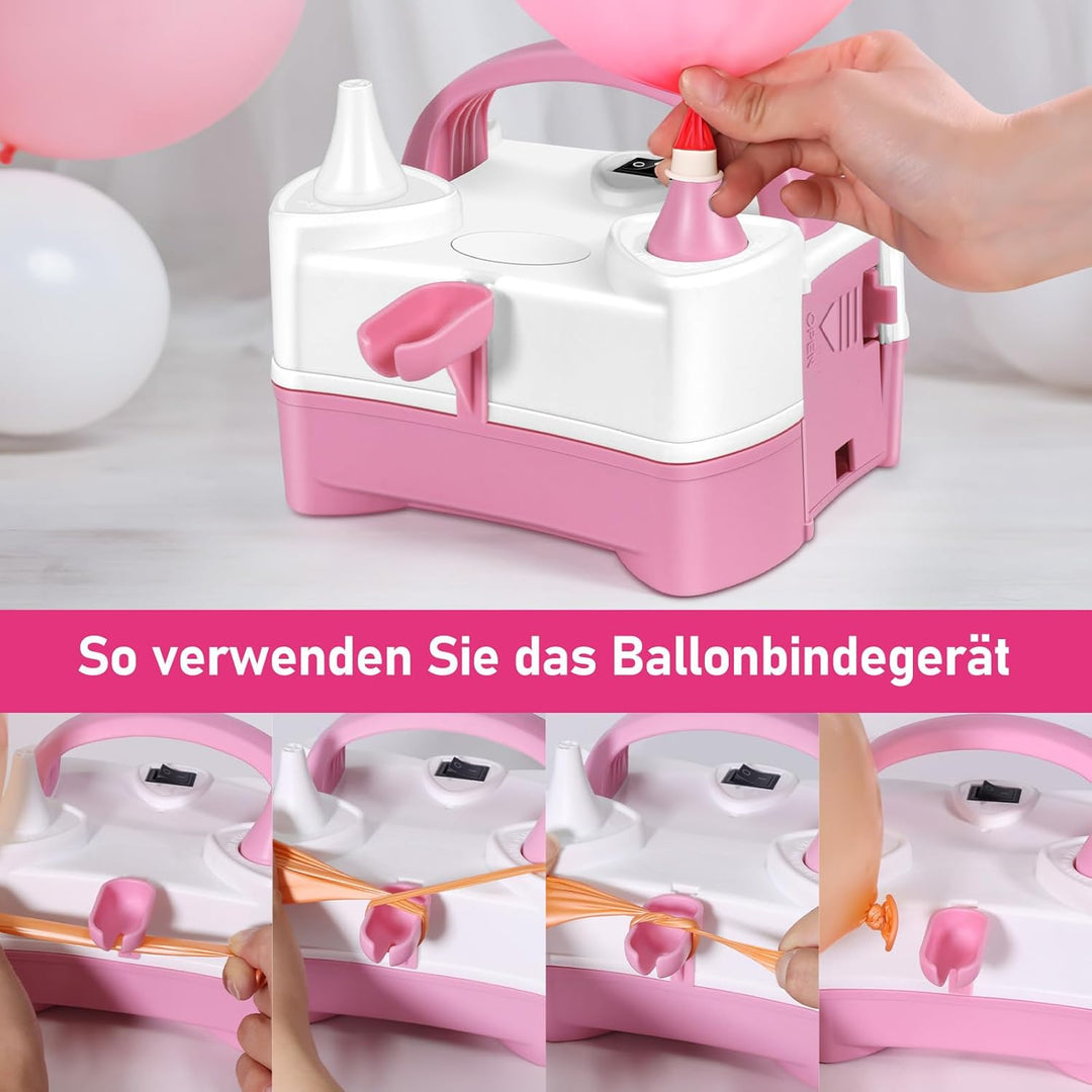 HELESIN Luftballonpumpe Elektrisch,Tragbar Elektrische Ballonpumpe Doppeldüse Inflatorgebläse Tragba