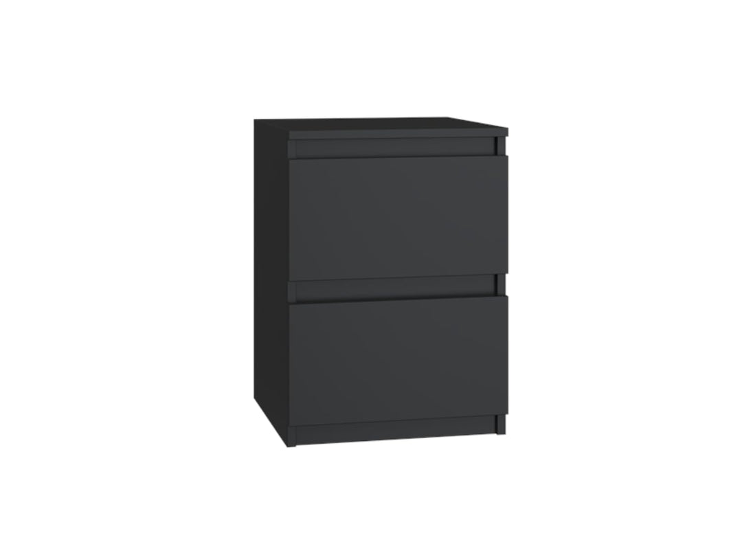 VBChome Nachttisch 30 x 30 x 40 cm Schwarz Nachttisch mit 2 Schubladen für das Schlafzimmer Grifflos