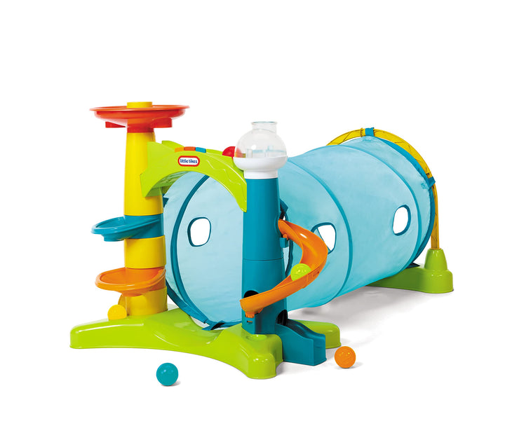 Little Tikes 658365EUC 2-in-1 Aktivitätstunnel-mit Ballrutsche, Fenster, Geräuschen &amp; Musik-für akti