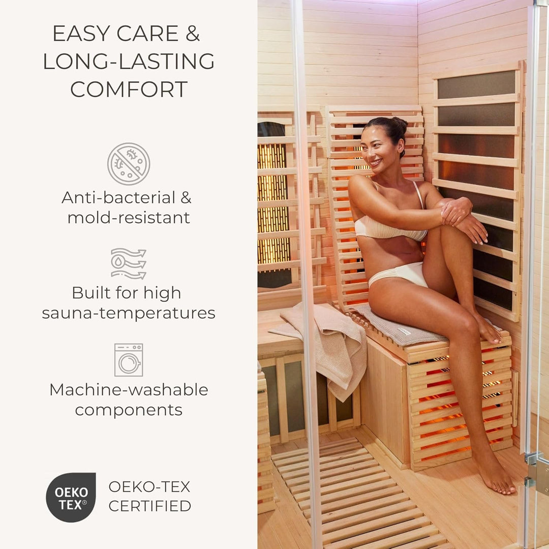 SAUNASOFA® von BADESOFA® | Extra bequeme Sauna-Matte mit Kissen | Einfacher Transport dank Tragegurt