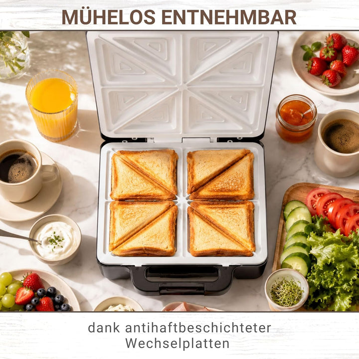 Syntrox Germany Keramik Sandwichmaker Drizle | Sandwich Toaster | Thermostat | Antihaftbeschichtet,
