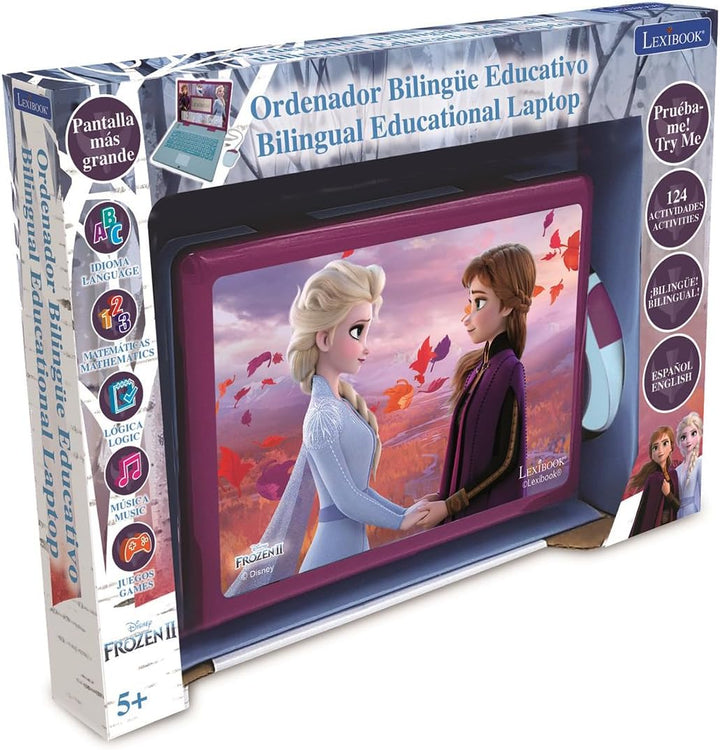 LEXIBOOK - Disney Die Eiskönigin 2 - Pädagogischer und zweisprachiger Laptop Spanisch/Englisch - Spi