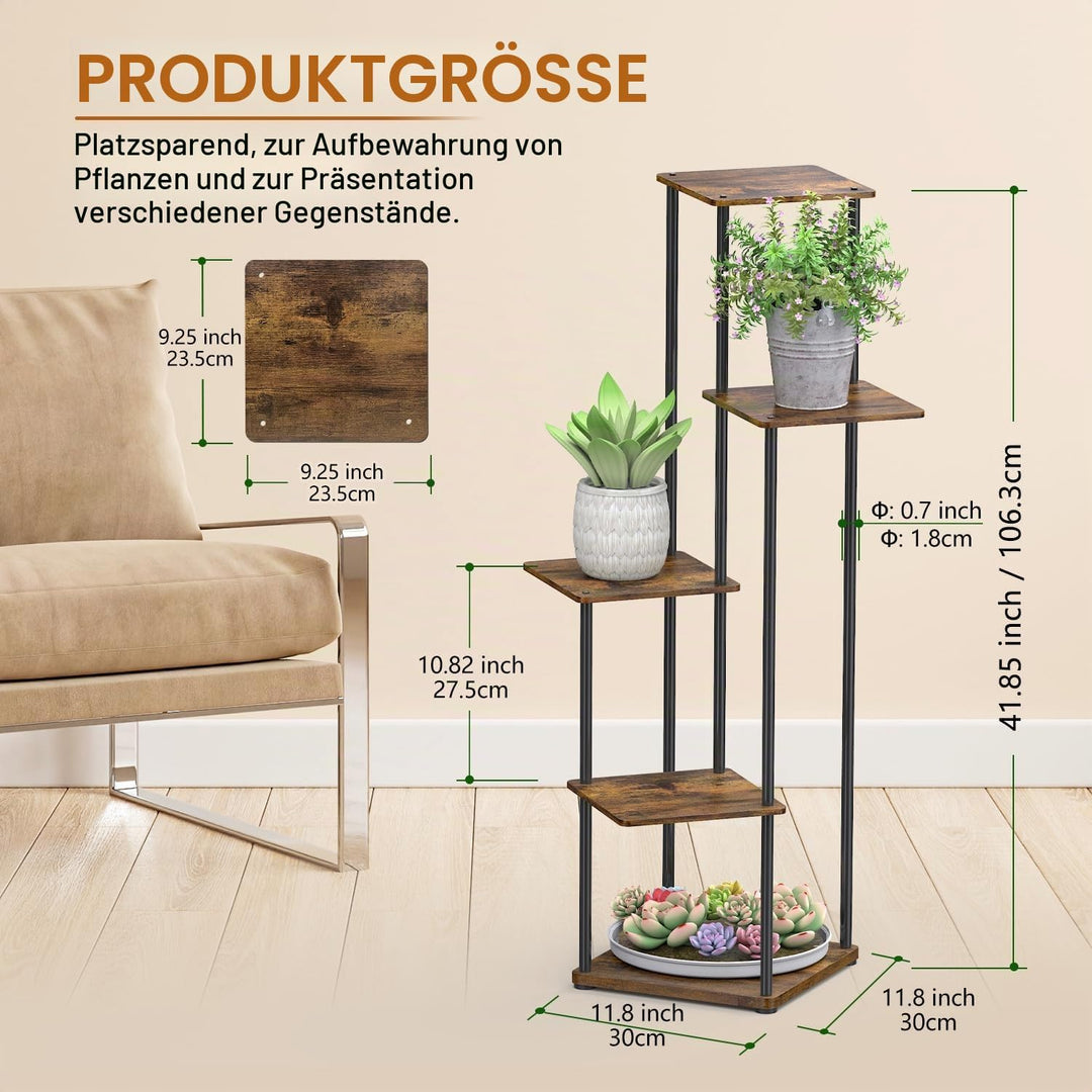 Blumenständer, Pflanzenständer Innen, 5 Etagen Modernes blumentopf ständer, Blumentreppen Metall, pf