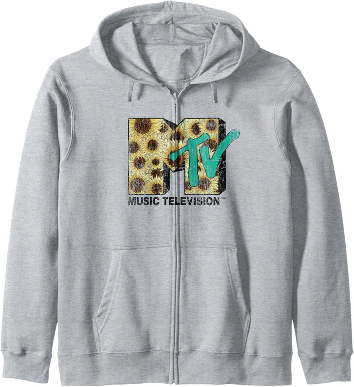 MTV Distressed Vintage Sunflower Logo Kapuzenjacke