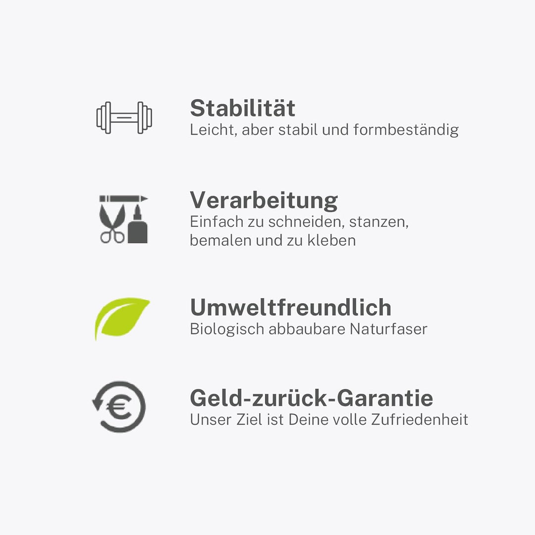 40 + 5 Blatt gratis Finnpappe DIN A4 | 1.5mm Stärke | Modellbauwerk® | für Modellbau und Basteln | A