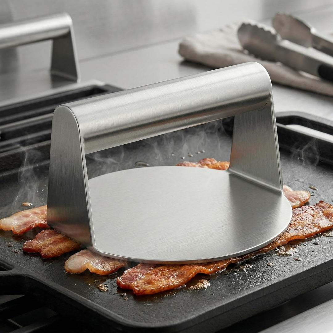 Arendo - Burger Set XXL - 1 x Grillspachtel - 1 x Pfannenwender - 1 x Burgerpresse - 2 x Schmelzkupp