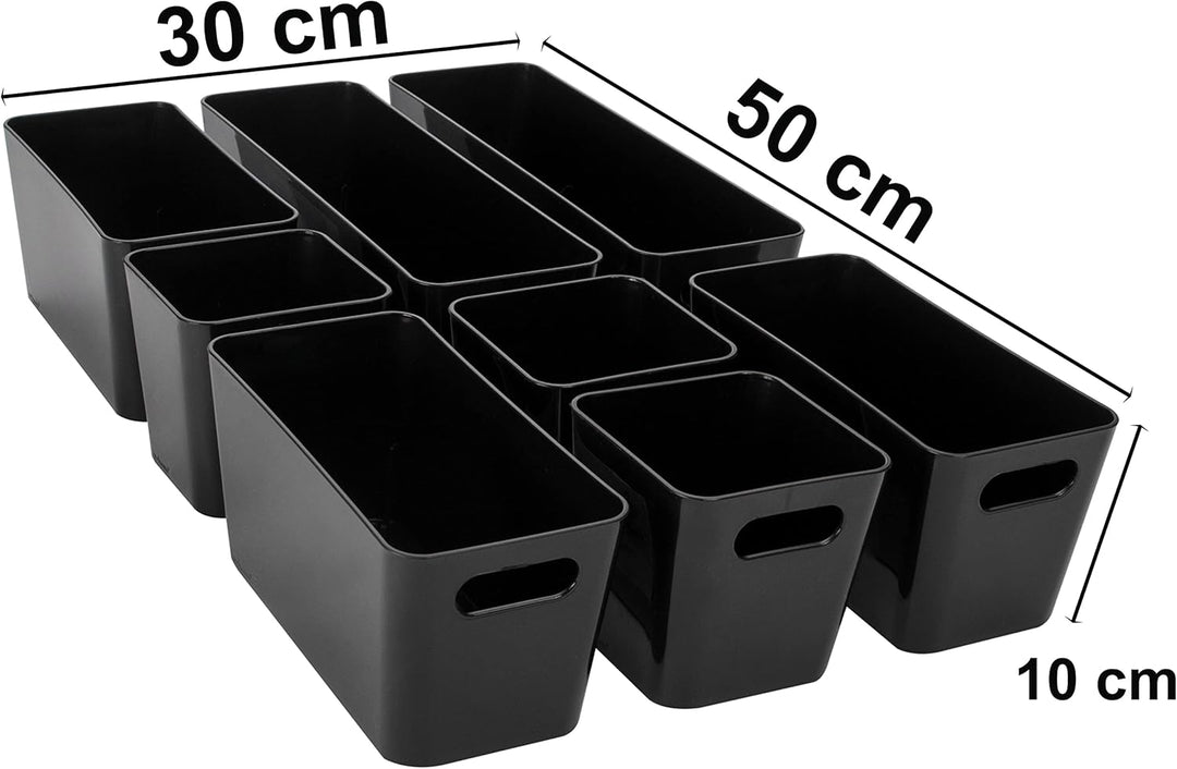 8 Teile Organizer Set - 10 cm hoch - schwarz - Boxen in 3 Grössen - Schubladeneinsatz - passend für