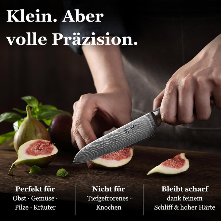 Wakoli EDIB Damastmesser kleines Santoku Messer 12cm Klinge extrem scharf aus 67 Lagen I Damast Küch