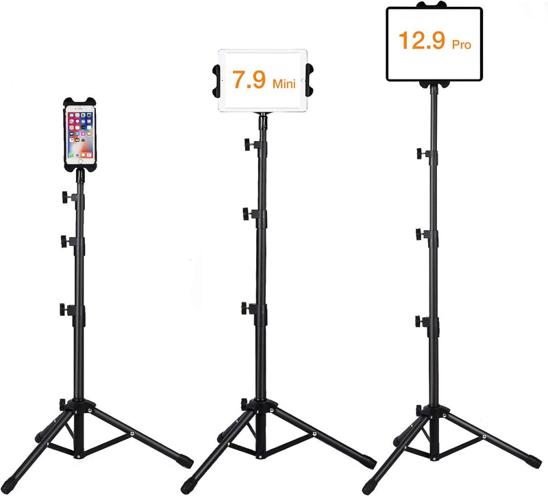 iPad-Bodenständer, höhenverstellbar, iPad-Stativ und Tablet-Halterung mit 360° drehbarer iPad-Stativ