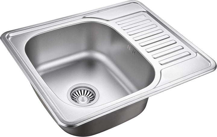VBChome Einbauspüle 58x48 Leinenstruktur ab 45er Unterschrank Edelstahl Küchenspüle Spüle Ablagefläc