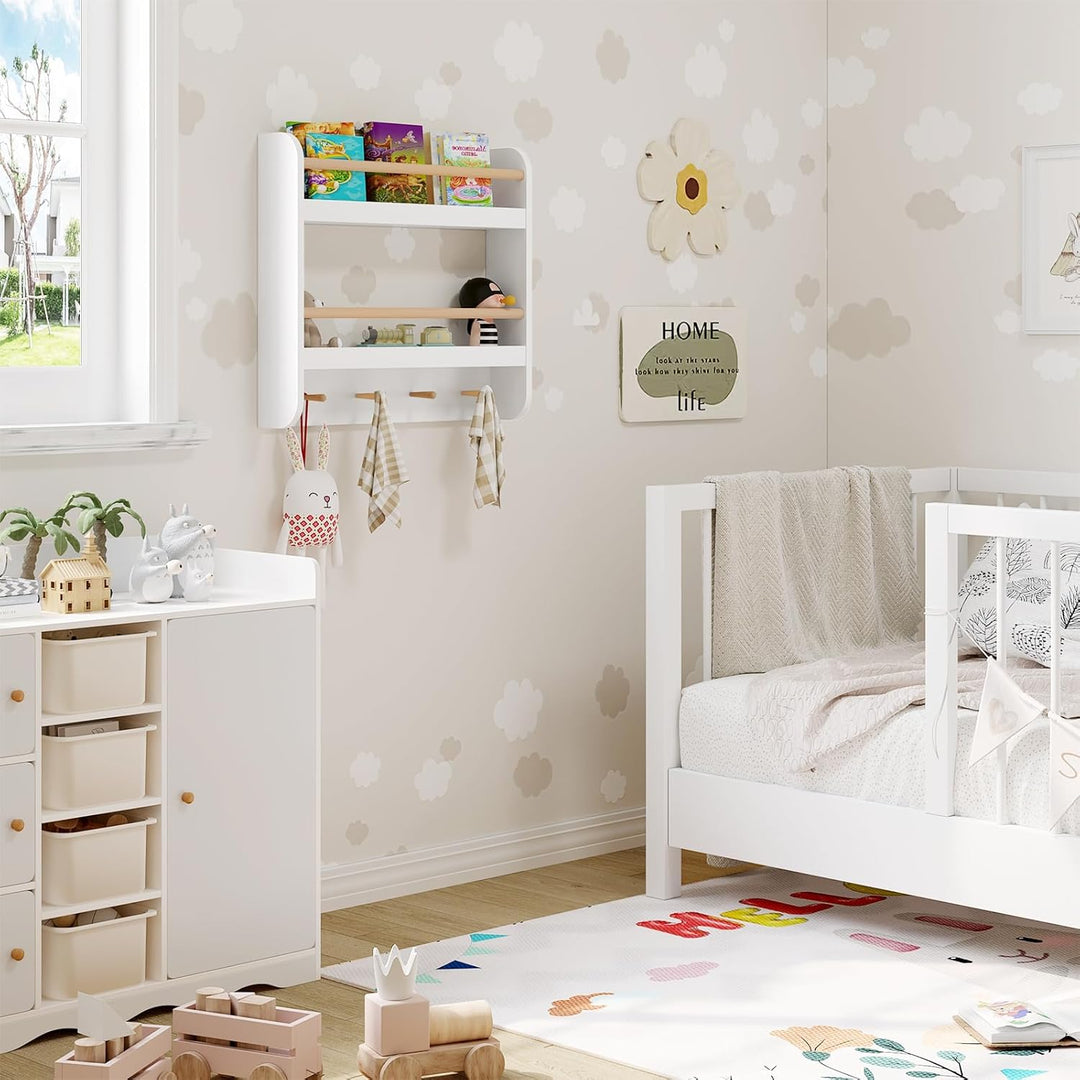 WOLTU Kinder Bücherregal, Wandregal, Kinderregal, Spielzeugregal, Aufbewahrungsregal mit 2 Ablagen 4