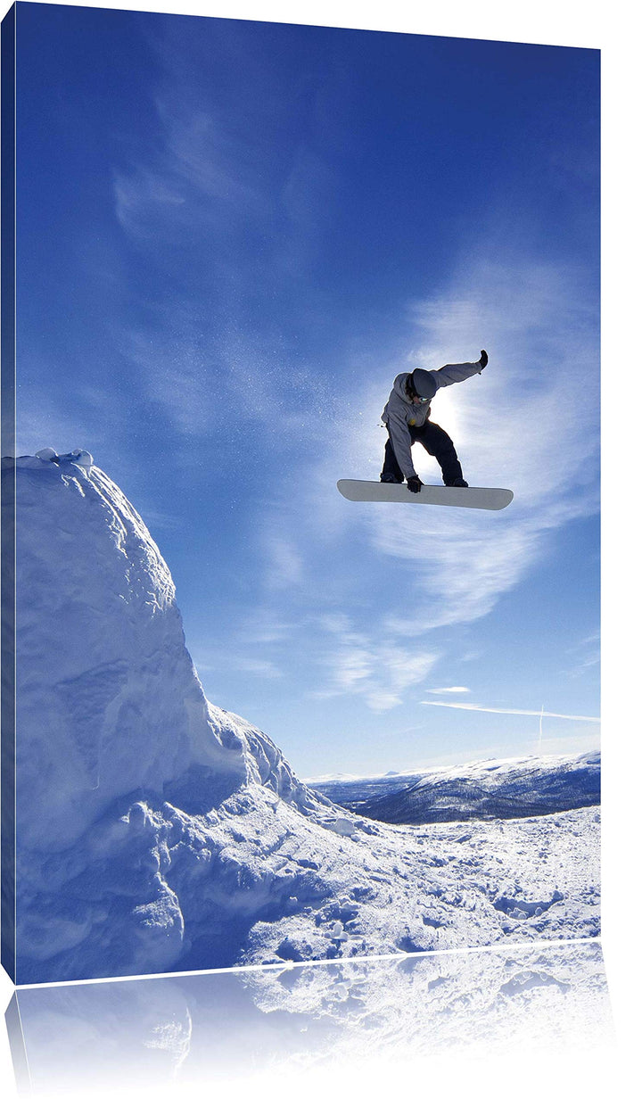 Pixxprint Snowborder als Leinwandbild/Grösse: 120x80 / Wandbild/Kunstdruck/fertig bespannt 80x120, 8