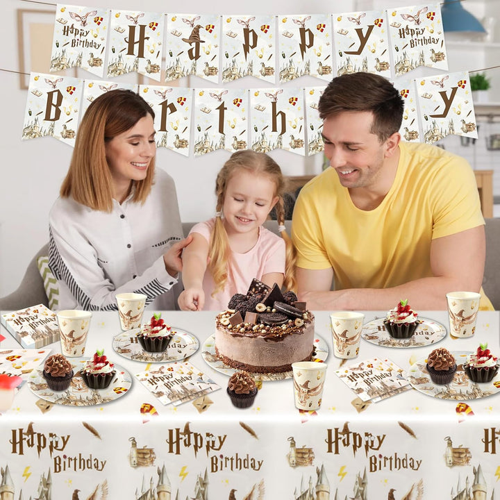 Wizard Geburtstag Deko Harry Partygeschirr Set Kinder- Pappteller Tischdecke Kindergeburtstag Junge