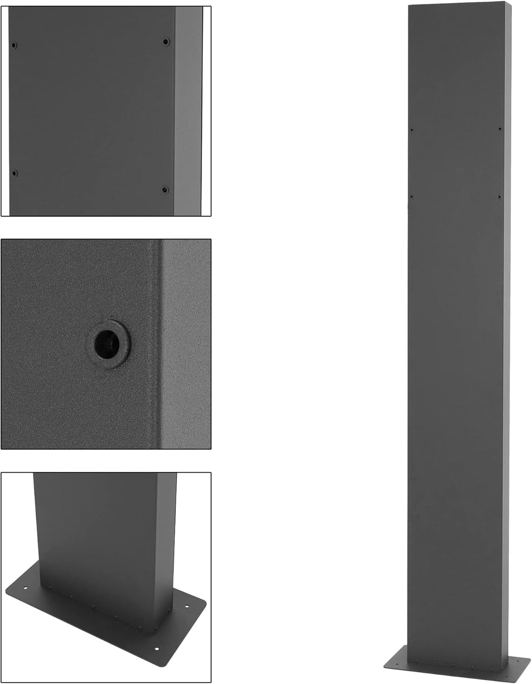 ML-Design Briefkastenständer aus Edelstahl pulverbeschichtet in Anthrazit, Höhe 170 cm, Lochabstand