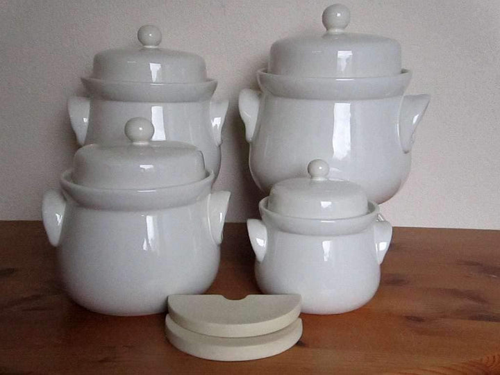 Nik.Schmitt & Sohn Mini-Gärtopf 1 Liter, Creme, Unbeschichtet, Steinzeug, 1 Liter, Deckel und Beschw