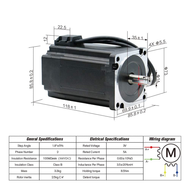8,5 N Set 4 Kit CNC NEMA34 Motor mit geschlossenem Regelkreis 86HSE 6A Hybrid Nema 34 HBS86und 400 W