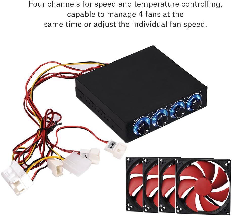Richer-R Lüfter-Controller, 4-Kanal Lüftergeschwindigkeit Regler Kontroller Lüftersteuerung,3Pin+4Pi