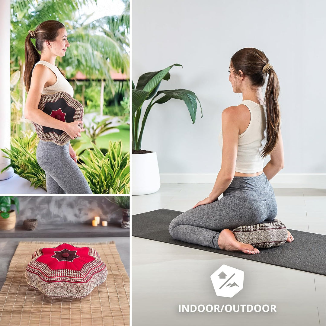 Livasia Meditationskissen Stern, Yogakissen mit Kapok, Pouf, Bodenkissen sternförmig Yoga Zen Medita