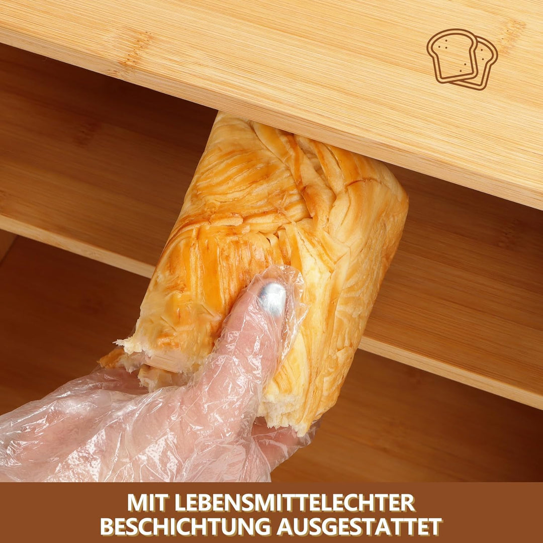 AMBIRD Bambus Brotkasten 20L - Grosse Kapazität mit klaren Acryl-Türen - Doppelschichtige Brot-Lager
