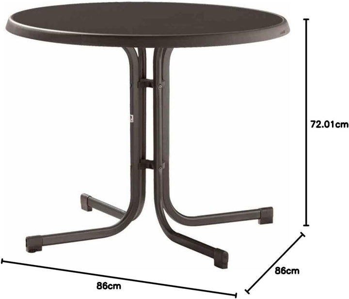 Sieger 209/G Boulevard-Klapptisch mit mecalit-Pro-Platte Ø 86 cm, Stahlrohrgestell eisengrau, Tischp