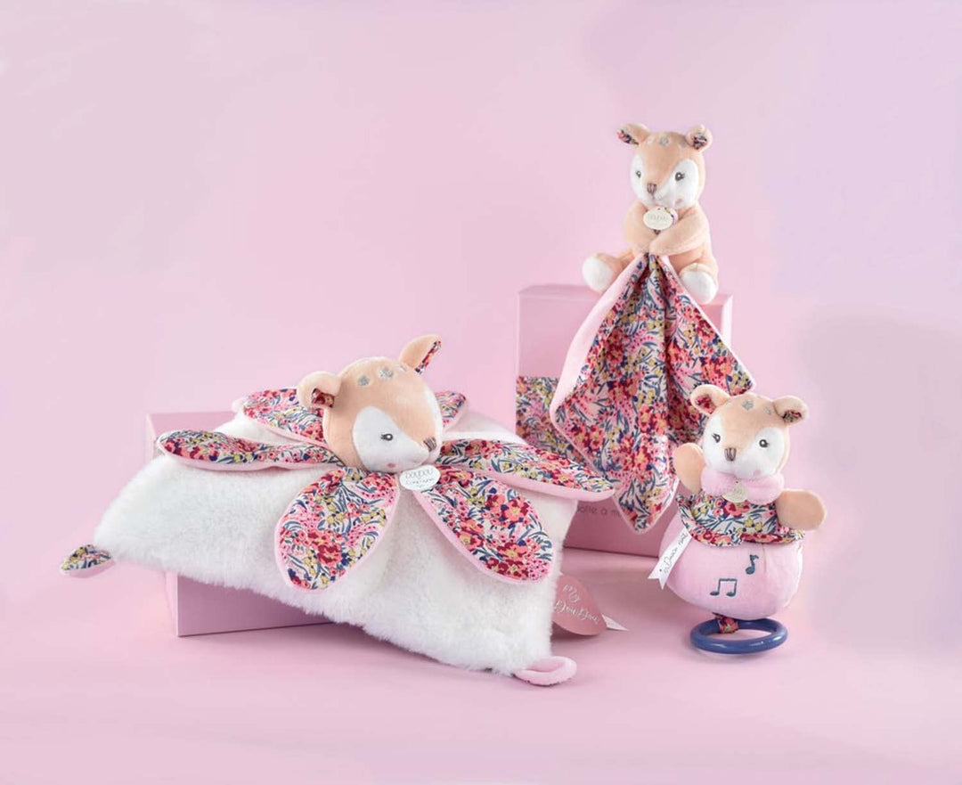 Doudou et Compagnie - Boh'aime – Spieluhr Faon – Rosa – 20 cm – Geschenk zur Geburt – schöne Geschen