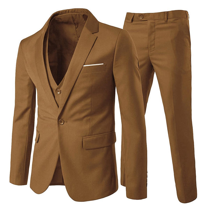Anzug Herren Slim Fit 3 Teilig Anzüge Herrenanzug Sakko für Hochzeit Business S Kaffee, S Kaffee