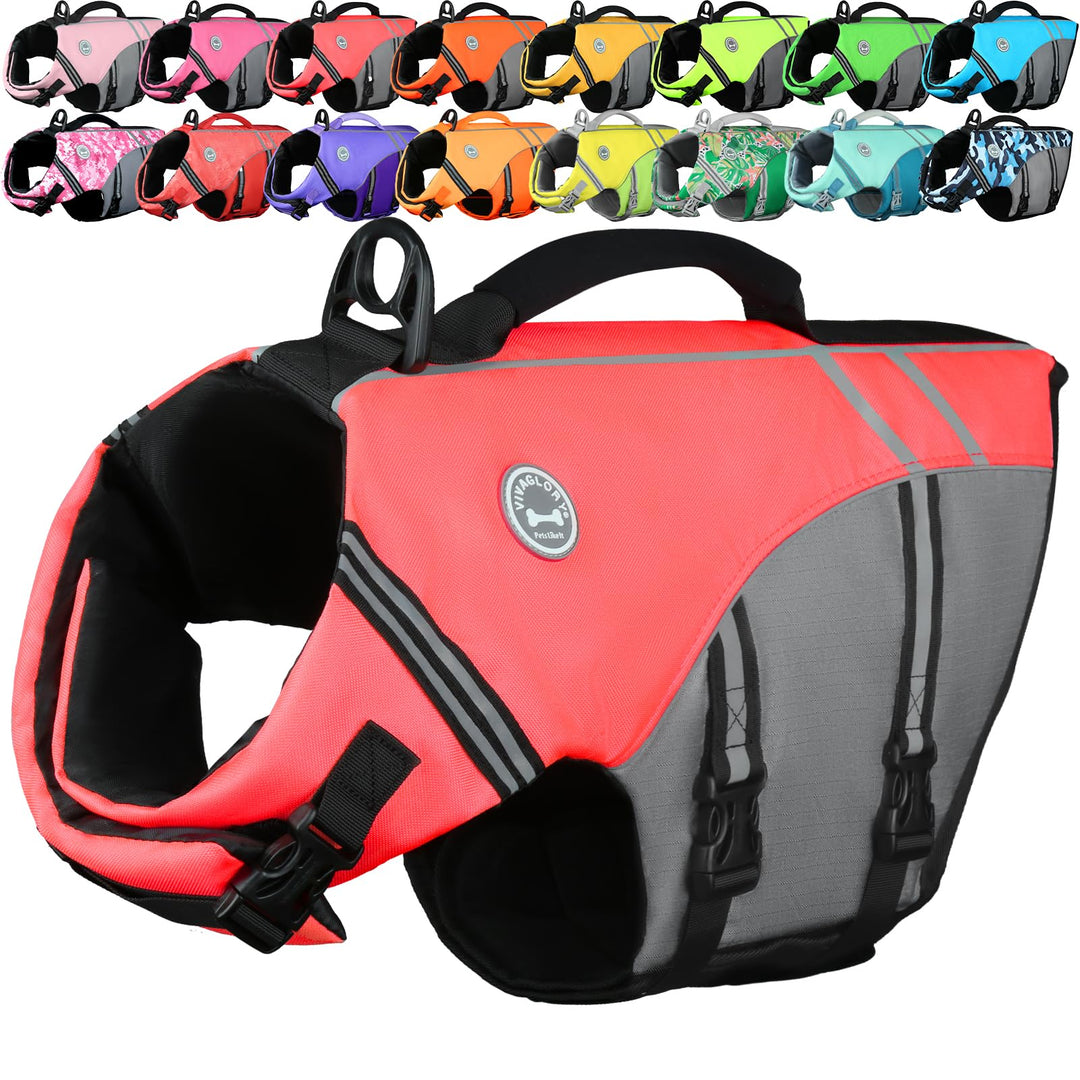 VIVAGLORY Sports Style Hundeschwimmweste, Rettungswesten Für Hunde Bootfahren, Auftrieb & Schwimmhil
