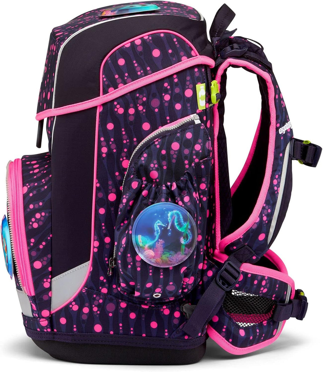 ergobag Cube Light-Set Rucksack, Unisex, für Kinder Einheitsgrösse Bärmuda Viereck - Lila, Einheitsg