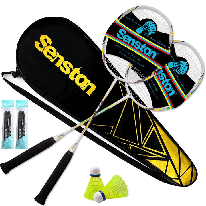 Senston Graphit Badminton Set Carbon Profi Badmintonschläger Leichtgewicht Badminton Schläger Federb