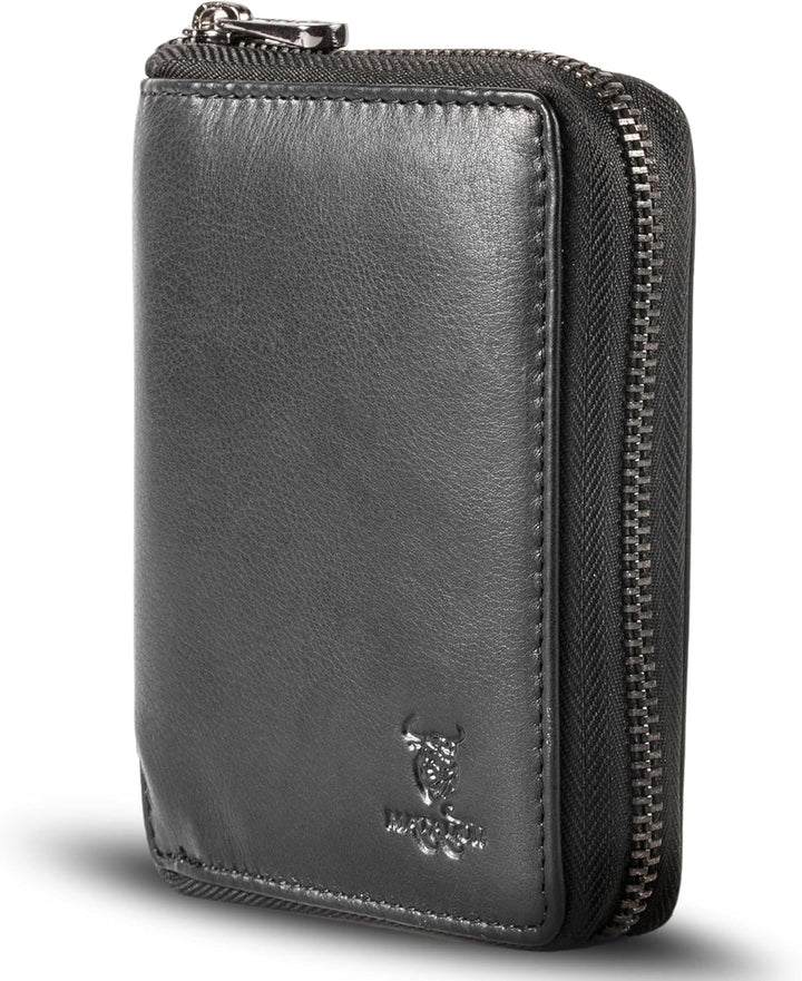 MATADOR® Granada Leder Geldbörse Herren mit Reissverschluss Schwarz TüV geprüfter RFID & NFC Schutz
