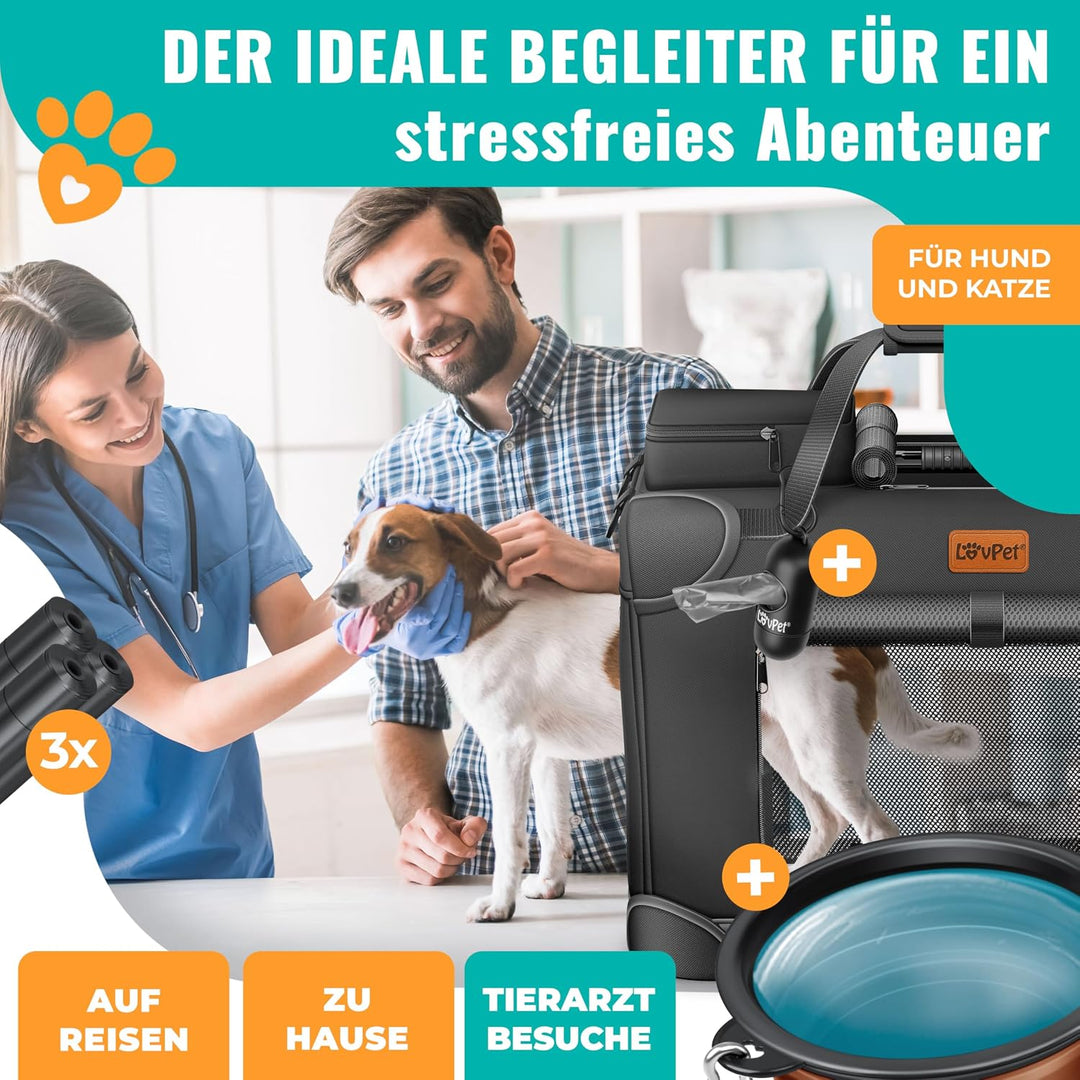 LOVPET® Transportbox Hund Katze Transporttasche XXL 92x64x64cm | Hunde-Tragetasche Faltbare Katzenta